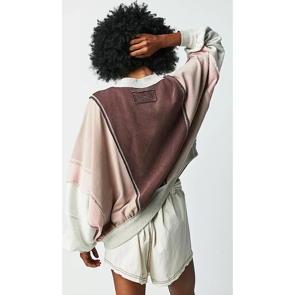 We The Free People Starburst Bomber Sweatshirt Full Zip Dolman Oversized XL - Picture 7 of 16